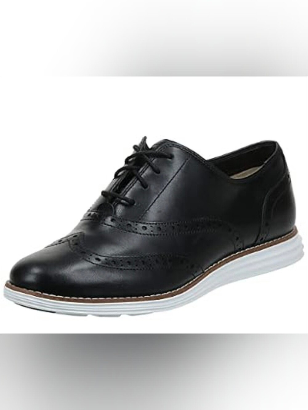 Black Leather Wingtip Oxford Dress Shoe